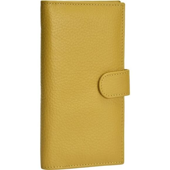 Leathers Checkbook Cover Slim RFID Blocking Credit Card Holder Wallet (Mustard) - Picture 1 of 7